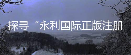 探寻“永利国际正版注册入口”的无尽魅力